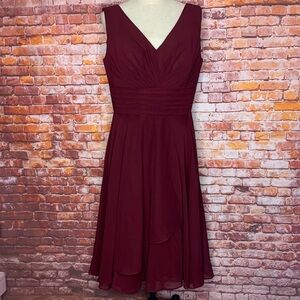 Loyeloy Burgundy Red Sleeveless A-line Corset Back Formal Dress